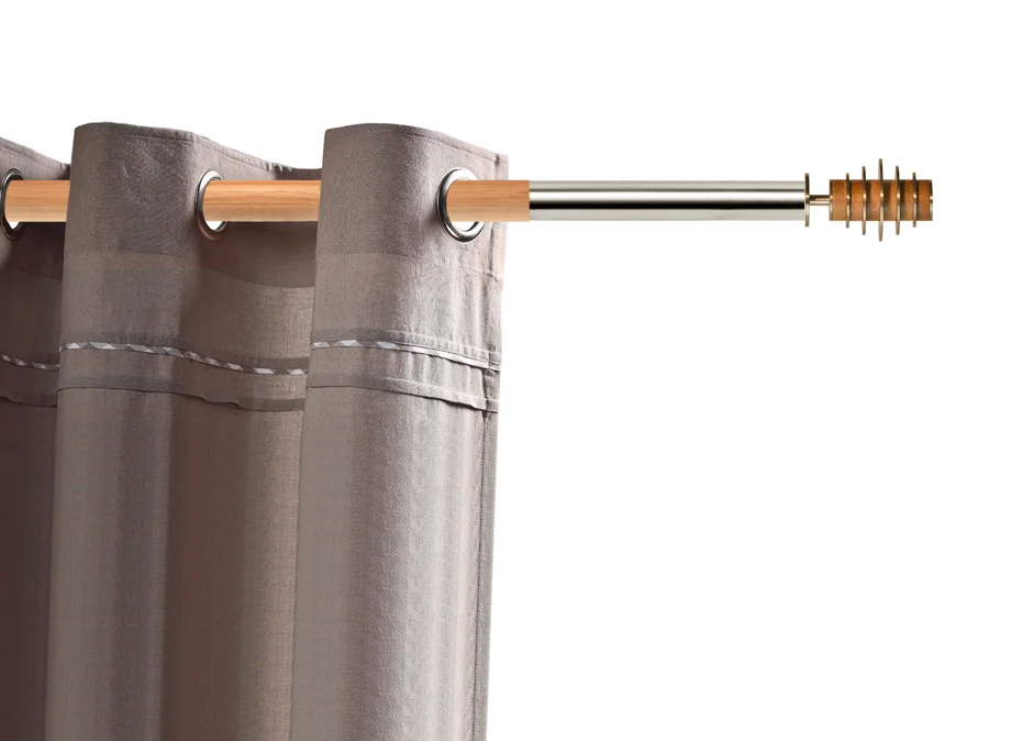 Getynd Montana inox Nat Verni avec embout Laurel Tringle à rideaux Getynd Montana chene inox Nat Verni avec embout Laurel