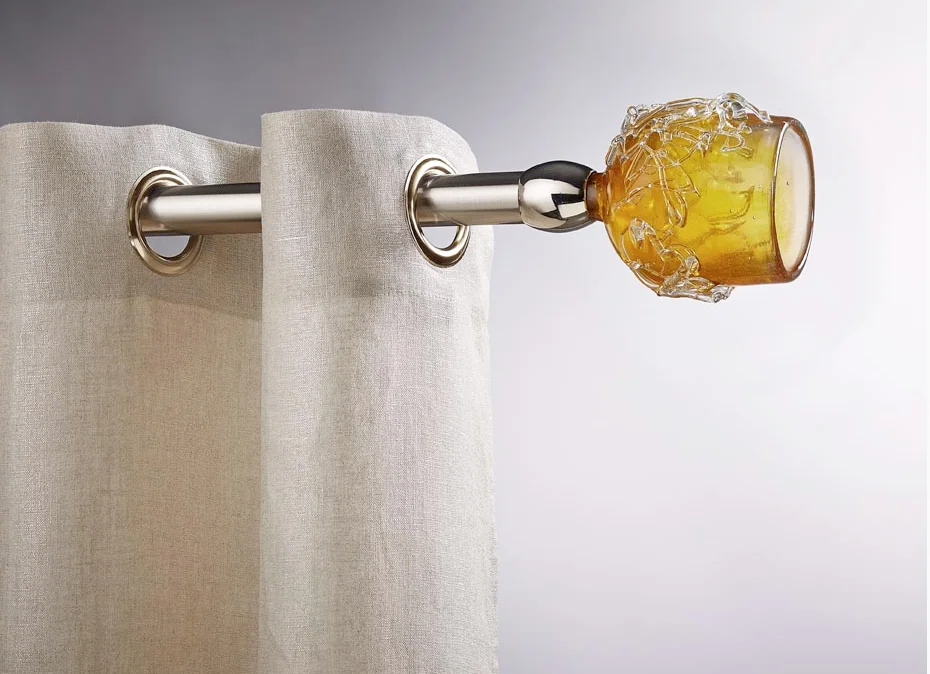 boheme_galle_ambre Tringle à rideaux Getynd Boheme D.30 Inox avec embout en verre soufflé Galle Ambre