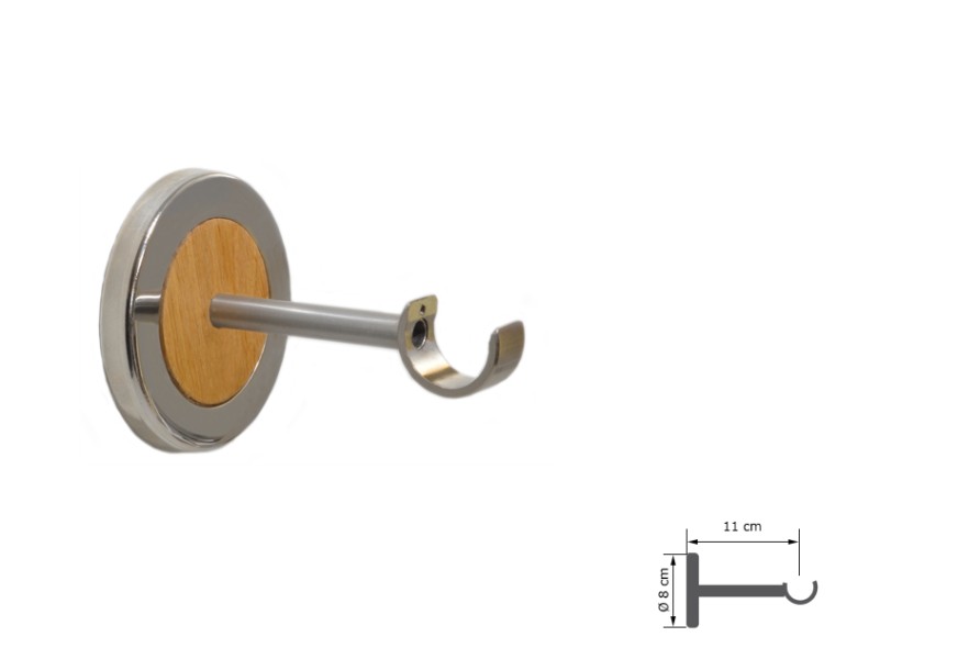 Support Décor Bois Naturel Verni 11 cm pour tringles à rideaux ⌀ 30mm dimensions