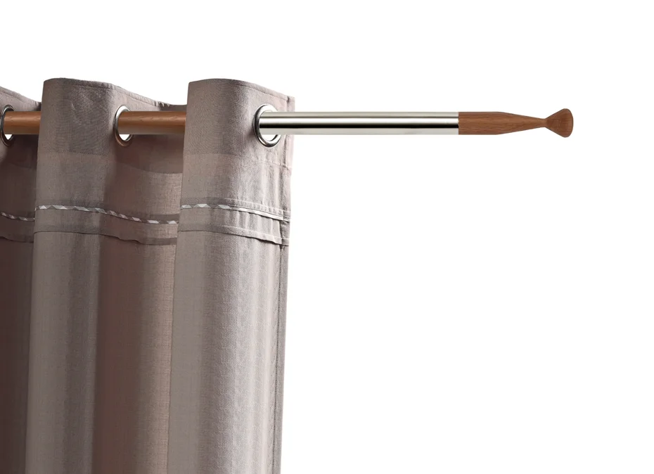 Essentiel Chene inox avec embout Ottawa Tringle à rideaux Getynd Essentiel Inox Chene Verni avec embout Ottawa