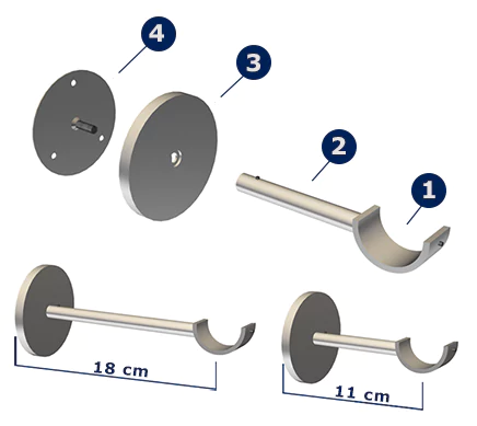 Éléments constitutifs des supports tringles à rideaux