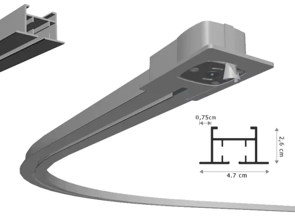 rail à rideaux cintre motorisé encastrable tech-plaf-m