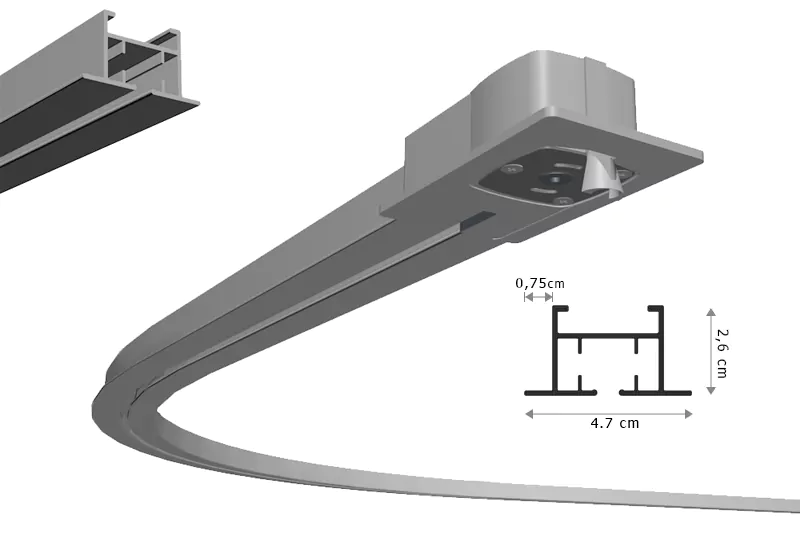rail à rideaux cintre motorisé encastrable tech-plaf-m
